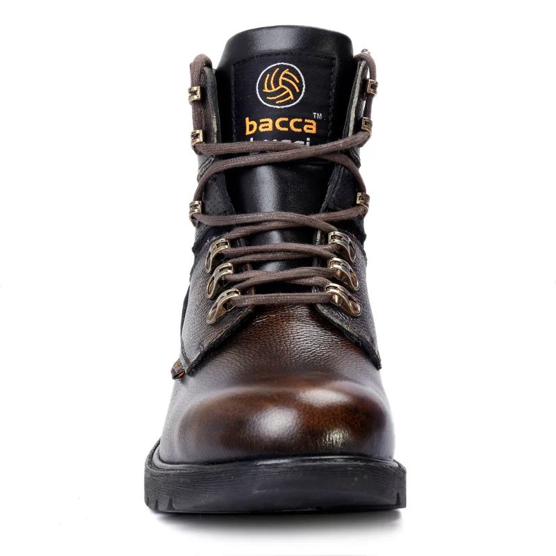 Bacca Bucci Brown Steel Toe Boots Real Grain Leather for Men | Best Price UAE